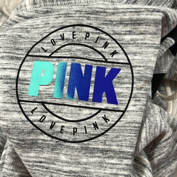 PINK Victoria’s Secret Cropped Hoodie Grey & White Size Small - Picture 6 of 10